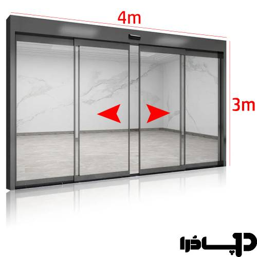 درب اتوماتیک شیشه ای کشویی طول 4 ارتفاع 3 متر